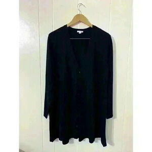 J. Jill Cardigan Size Large Black Wool Blend Button up Long sleeve Lagenlook